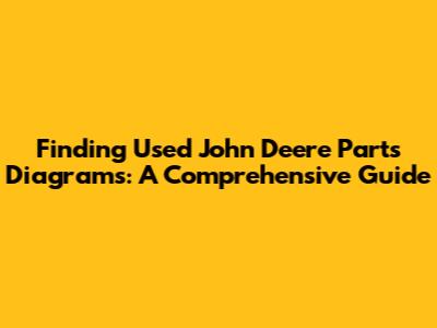 Finding Used John Deere Parts Diagrams: A Comprehensive Guide