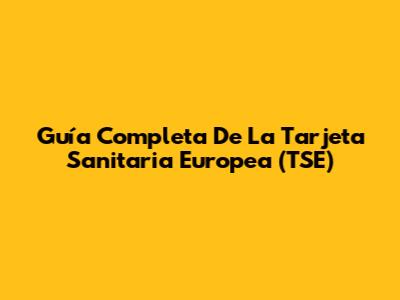 Guía Completa De La Tarjeta Sanitaria Europea (TSE)